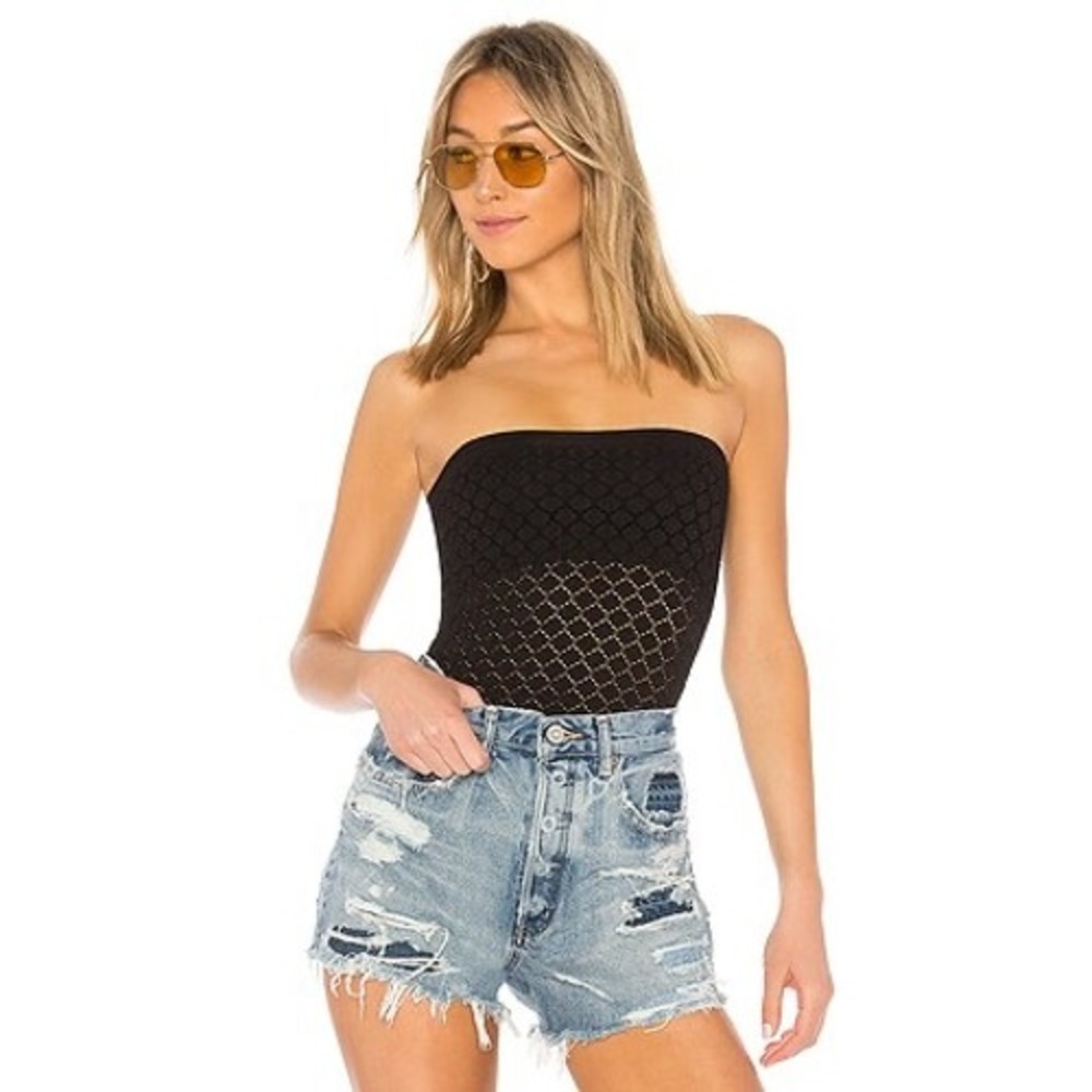 Intimately Free People Black diamond textured Tube Top Strapless Seamless XS/S